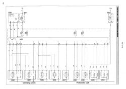 Schemat elektryczny centralnego zamka i podnośników szyb dla samochodu Fiat Panda.