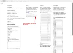 Screenshot of a device configuration panel with various setting options and dropdown fields.