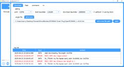RDTool window showing RECV_RSP error during firmware flashing process.