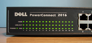 Dell PowerConnect 2016 - diody świecą, brak połączenia z siecią
