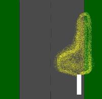 Strumienie światła mijania w samochodach i motorach.