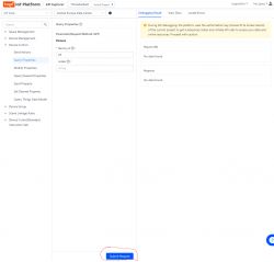 Tuya IoT platform interface with Submit Request button highlighted.