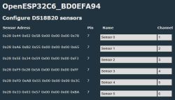Screenshot of diagnostic logs for a DS1820 temperature sensor, showing temperature readings and CRC error messages.