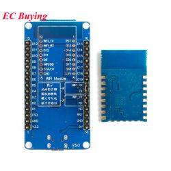 WiFi Module with Development Board Set of boards with a WiFi module and pin labels.