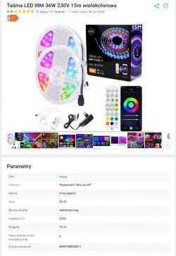 RGB LED Strip Set with Remote and App Multicolor LED strip set with remote and app.