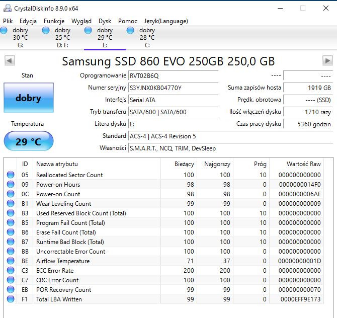 Dysk SSD Samsung 860 EVO 250GB - seryjna usterka dysków - 2
