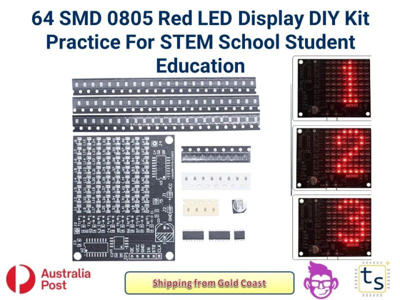 Zestaw do nauki SMD - wyświetlacz 64 diody LED w obudowach 0805