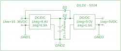 Zasilacz buforowy z dwoma akumulatorami Li-Poly 3.6V (szeregowo)