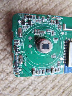 XR3 Module on Circuit Board XR3 module with PIR sensor on a circuit board.