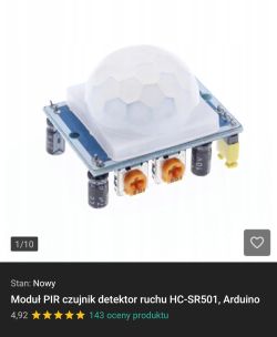 Moduł czujnika ruchu PIR HC-SR501 z kopułką soczewki Fresnela