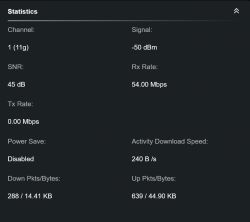 Wi-Fi Connection Statistics Wi-Fi connection statistics screenshot.