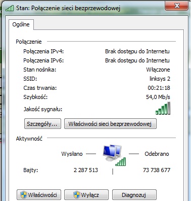 linksys WRT54GH - Nie działa wi-fi (Brak dostępu do internetu)