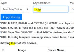 Screenshot of a search page showing no results for the filter at2p.