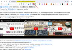 Screenshot of the OpenBeken IoT database page.