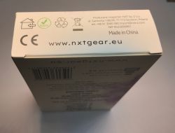 Top of BY-K7 power bank packaging with importer details and certification symbols