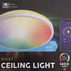 LSC Smart Connect Ceiling Light Packaging Packaging of LSC Smart Connect ceiling light with illustration and specifications.