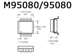 Rysunek techniczny układu scalonego M95080/95080 z wymiarami obudowy SOIC-8
