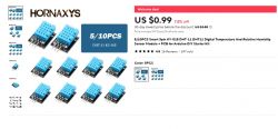 Set of 5/10 DHT11 sensor modules by Hornaxys available for $0.99.