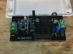 Interior of the relay module marked FL-S63-V1.0