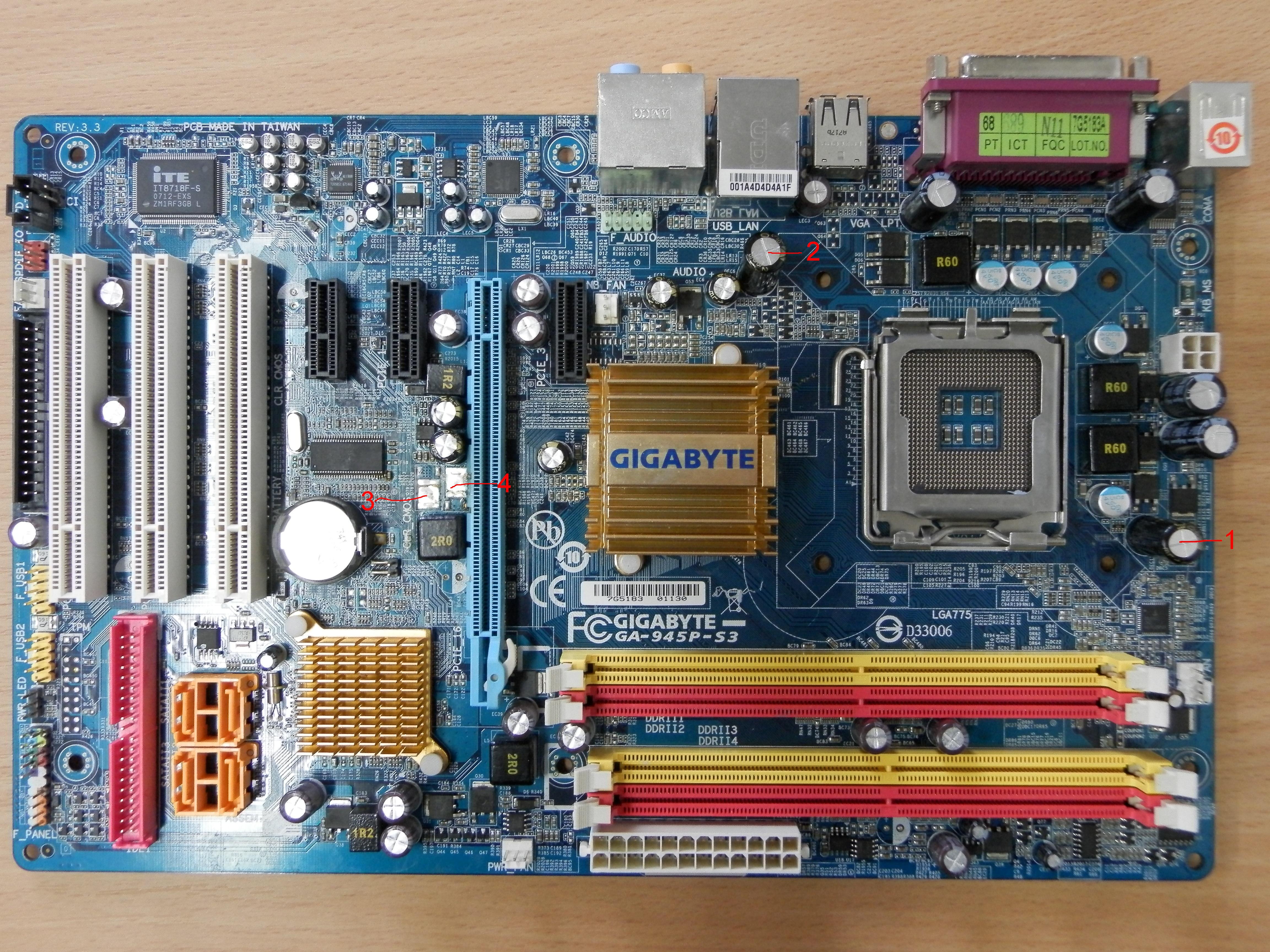 Gigabyte ga 945p s3 не запускается