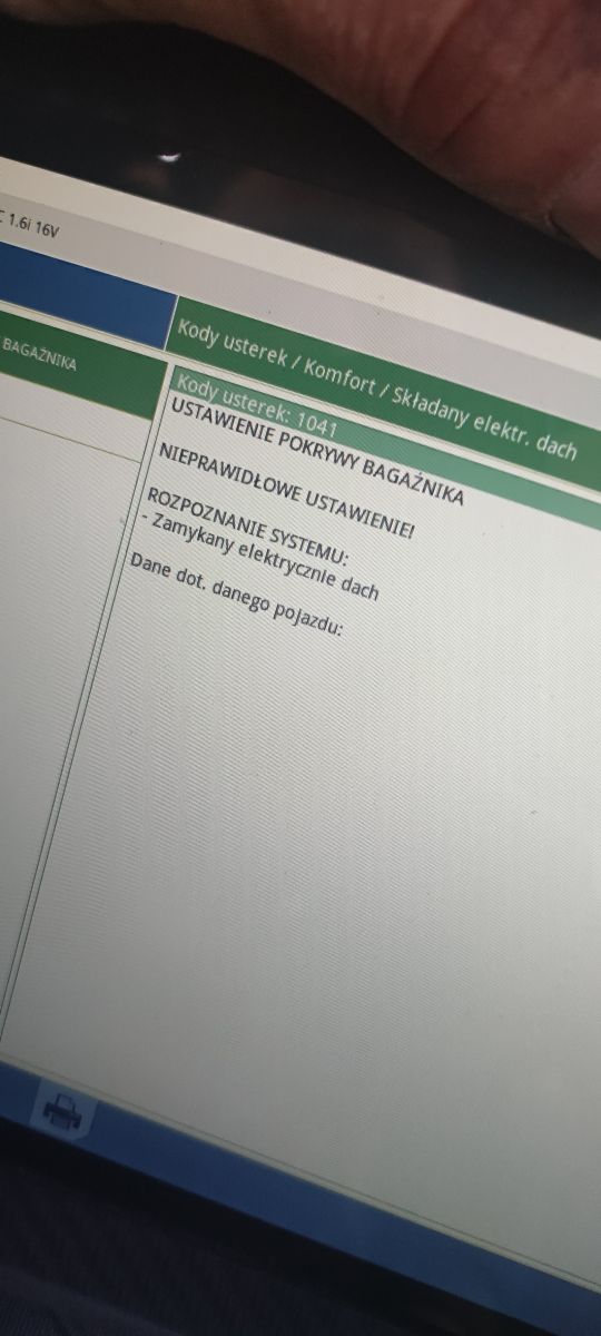 Peugeot 206 CC błąd 1041 – dach nie składa się poprawnie, piszczy