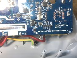 Printed Circuit Board of LDNIO SEW3452 Power Strip Interior of the LDNIO SEW3452 power strip showing a printed circuit board.
