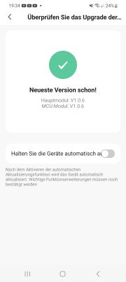 Screenshot of an app showing the device is already updated to the latest version.