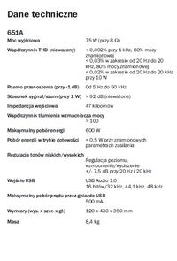 Cambridge audio 651A - współczynnik tłumienia DF