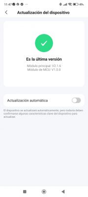 Screenshot from an app showing device update information.