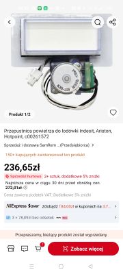 Zespół przepustnicy powietrza do lodówki z widocznym silniczkiem AC 80–120V 50/60Hz.