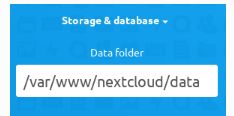 Zdjęcie pokazuje pole tekstowe w oprogramowaniu z wprowadzoną ścieżką do katalogu danych: /var/www/nextcloud/data.