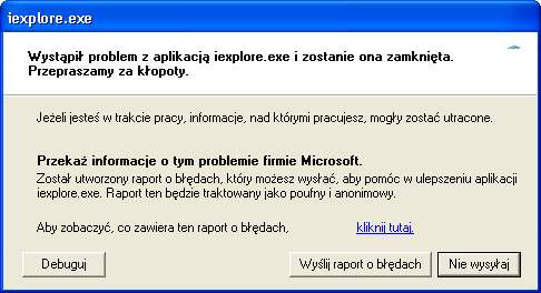 Windows XP dziwne zachowanie się Iinternet Explorer 6.0