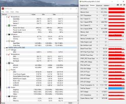 Zrzut ekranu z programów HWMonitor i GPU-Z pokazujący parametry karty graficznej ASUS TUF RTX 3080 OC.