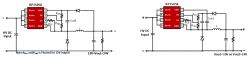 KP1505X Circuit Diagrams Circuit diagrams of the KP1505X chip with different output configurations.