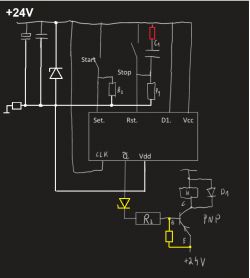 Schemat układu elektronicznego z elementami Zenera i tranzystorem PNP.