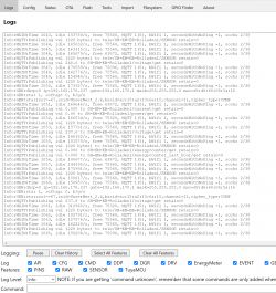 Screenshot of OpenBeken application log showing MQTT operations and Wi-Fi status details.