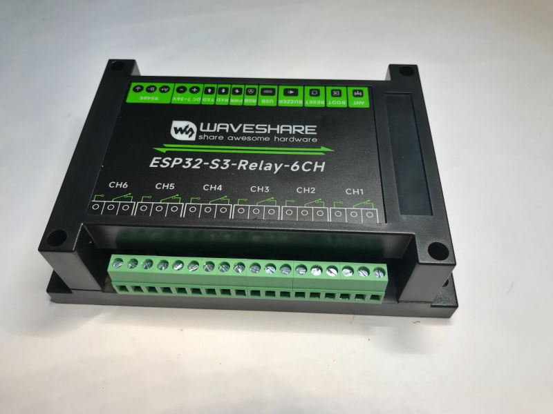 ESP32-S3-Relay-6CH Relay Module by Waveshare Waveshare ESP32-S3-Relay-6CH relay module with six green terminal channels