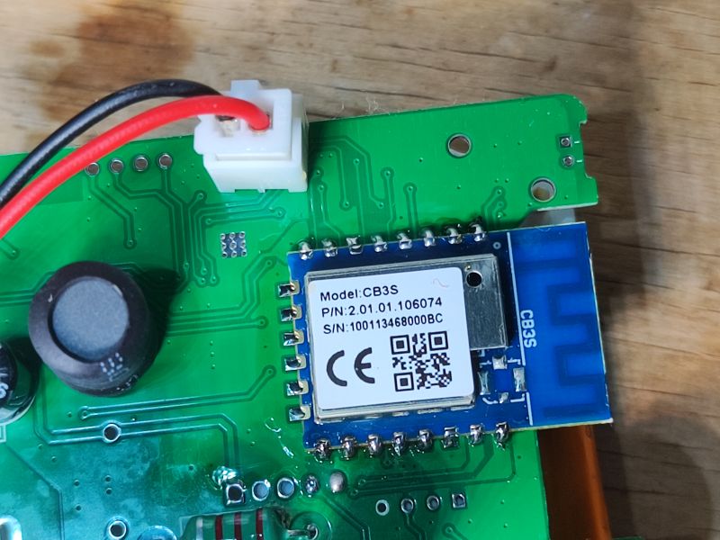 WiFi Module CB3S on Electronic Circuit Board WiFi module CB3S on a printed circuit board of an electronic device.