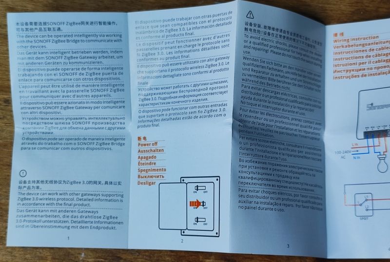 Sonoff ZBMini Manual Sonoff ZBMini manual in multiple languages.