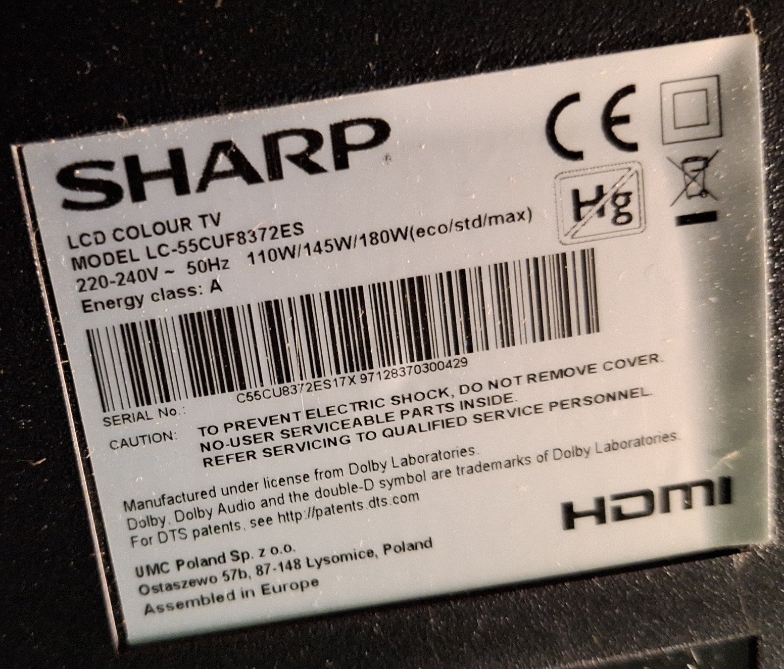 Poszukiwanie aktualizacji systemowej do telewizora Sharp LC-55CUF8472ES