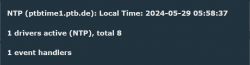 Screenshot displaying NTP information, including local time and number of active drivers.