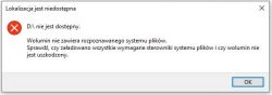 Szyfrowany dysk Seagate - Wolumin nie zawiera rozpoznawanego systemu plików.