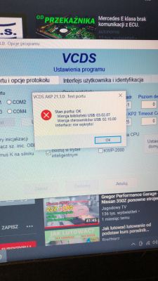 Dlaczego w VCDS pojawiają się takie błędy po podpięciu PC do samochodu?
