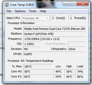 Dell Inspiron 1525 - Wysoka temperatura po zmianie pasty termoprzewodzącej