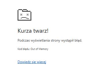 Browser error message indicating Out of Memory