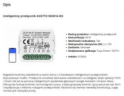 Wi-Fi Smart Switch AVATTO WSM16-W2 Smart switch AVATTO WSM16-W2 with description and technical specifications.