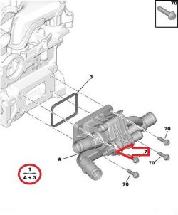 Lokalizacja czujnika temperatury cieczy w Peugeot 407 SW 1.6 HDI