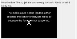 Ekran błędu ładowania multimediów z informacją o niemożności ich wczytania.