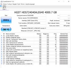Ocena stanu dysku HGST HDS724040ALE640 4TB na podstawie SMART