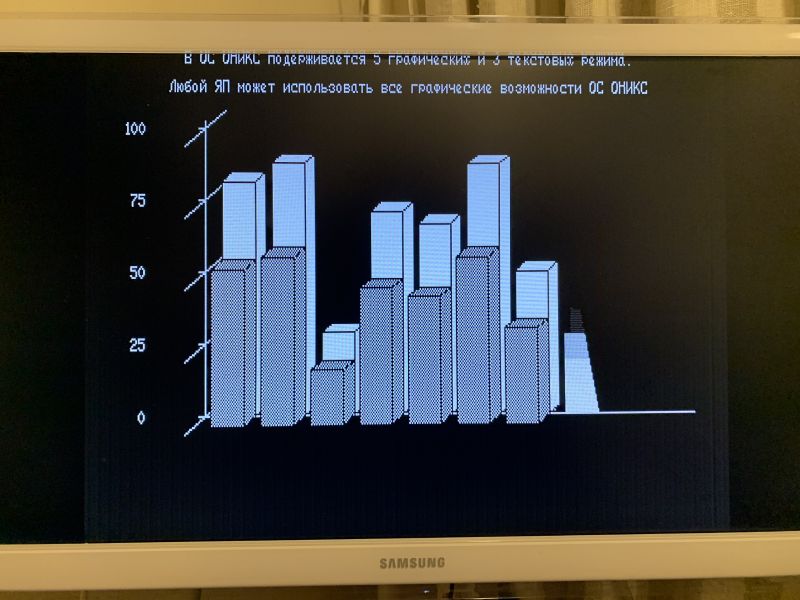 Bar chart on the screen of an Agat-9 computer.